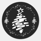 メリークリスマスモダンホリデーブラック封筒用シール ラウンドシール (正面)