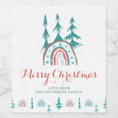 メリークリスマスモダンホリデーレインボーツリーズワイン ワインラベル (シングルラベル)