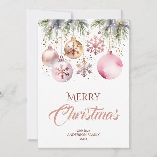 メリークリスマスモダンボホのメタリックな水色 シーズンカード (正面)