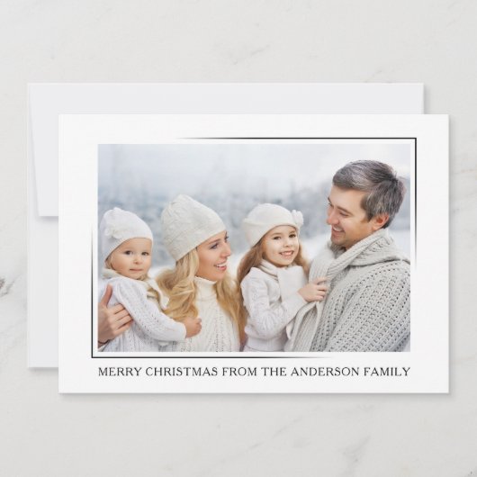 メリークリスマスモダンミニマエレガントリスト写真 シーズンカード (正面)