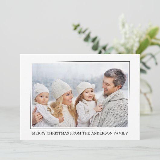 メリークリスマスモダンミニマエレガントリスト写真 シーズンカード (スタンド正面)
