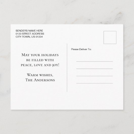 メリークリスマスモダンミニマエレガントリスト写真 シーズンポストカード (裏面)