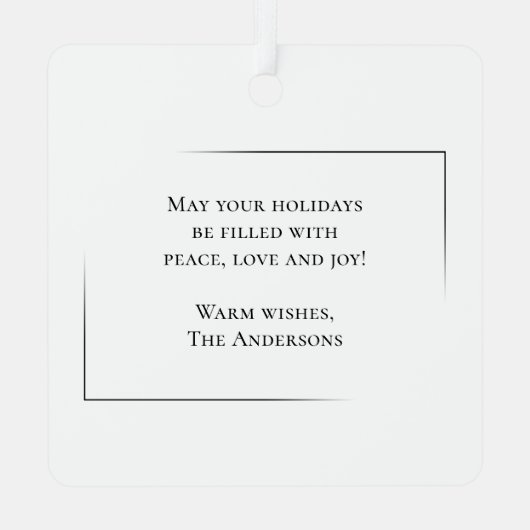 メリークリスマスモダンミニマエレガントリスト写真 メタルオーナメント (裏面)