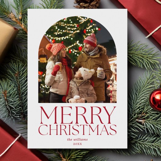 メリークリスマスモダンミニマリストのアーチ写真 シーズンカード