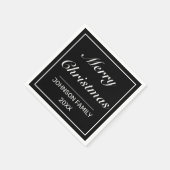 メリークリスマスモダンミニマリスト白ブラック スタンダードカクテルナプキン (角)
