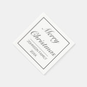 メリークリスマスモダンミニマリスト白ブラック スタンダードカクテルナプキン (角)