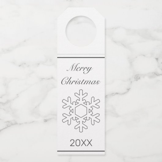 メリークリスマスモダンミニマリスト白誕生日 ボトルネックタグ (正面)