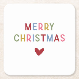 メリークリスマスモダンミニマルタイポグラフィ スクエアペーパーコースター