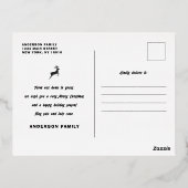 メリークリスマスモダンリーフのパターン家族の写真 箔シーズンポストカード (裏面)