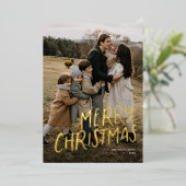 メリークリスマスモダンレタリングシンプルワンフォト 箔シーズンカード (立ち正面)