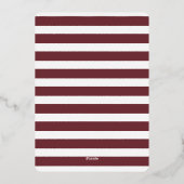 メリークリスマスモダンレッドのスクリプストライプト写真 箔シーズンカード (裏面)