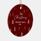 メリークリスマスモダンレッドエレガントファーストベビー セラミックオーナメント (右)