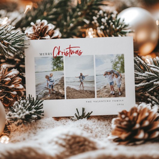 メリークリスマスモダンレッドスクリプトミニマリストの写真 シーズンカード