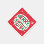 メリークリスマスモダンレッドフェスティバルホリデー スタンダードカクテルナプキン (角)