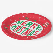 メリークリスマスモダンレッドフェスティバルホリデー ペーパープレート (アングル)