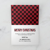 メリークリスマスモダンレッドプレイド写真コラージュ シーズンカード (内部)