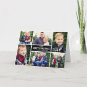 メリークリスマスモダンレッドプレイド写真コラージュ シーズンカード (正面)