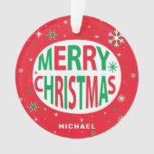 メリークリスマスモダンレッドホリデーパーソナライズされた オーナメント (正面)