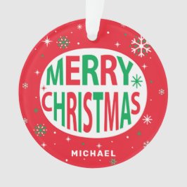 メリークリスマスモダンレッドホリデーパーソナライズされた オーナメント