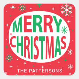 メリークリスマスモダンレッドホリデーパーソナライズされた スクエアシール