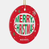 メリークリスマスモダンレッドホリデーパーソナライズされた セラミックオーナメント (右)