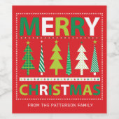 メリークリスマスモダンレッドホリデーパーソナライズされた ワインラベル (シングルラベル)