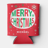 メリークリスマスモダンレッドホリデーパーソナライズされた 缶クーラー (正面)