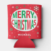 メリークリスマスモダンレッドホリデーパーソナライズされた 缶クーラー (裏面)