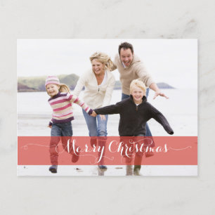 メリークリスマスモダンレッド休日のフォトカード シーズンポストカード