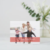 メリークリスマスモダンレッド休日のフォトカード シーズンポストカード (スタンド正面)