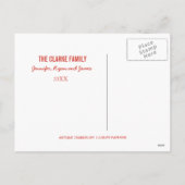 メリークリスマスモダンレッド休日のフォトカード シーズンポストカード (裏面)