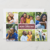メリークリスマスモダンワインレッド写真コラージュ シーズンカード (正面)