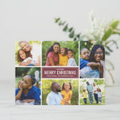 メリークリスマスモダンワインレッド写真コラージュ シーズンカード (スタンド正面)