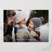 メリークリスマスモダンワンフォト 箔シーズンカード (正面)