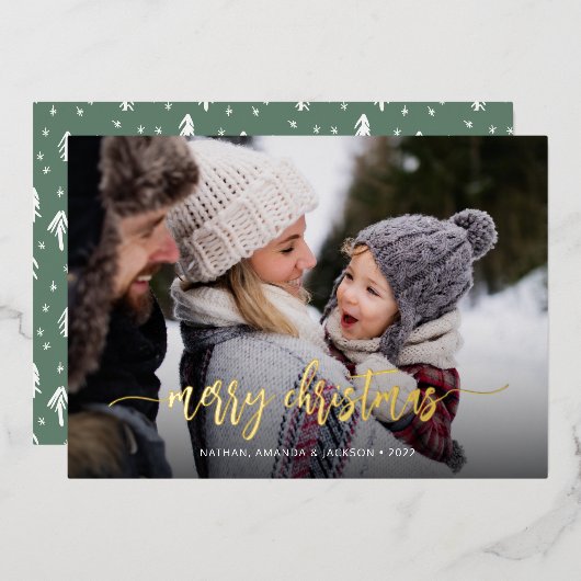 メリークリスマスモダンワンフォト 箔シーズンカード (正面/裏面)