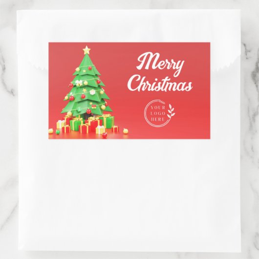 メリークリスマスモダン休暇ロ企業のゴ 長方形シール (バッグ)
