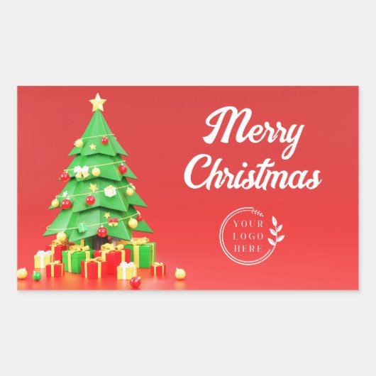 メリークリスマスモダン休暇ロ企業のゴ 長方形シール (正面)