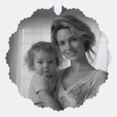 メリークリスマスモダン休暇写真 |黒 オーナメントカード (正面)