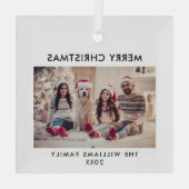 メリークリスマスモダン休暇 ガラスオーナメント (裏面)