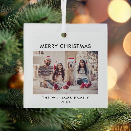 メリークリスマスモダン休暇 ガラスオーナメント