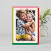 メリークリスマスモダン写真カラーブ縁どロック 箔シーズンカード (立ち正面)