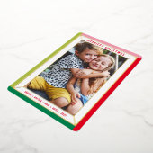 メリークリスマスモダン写真カラーブ縁どロック 箔シーズンカード (回転した状態)