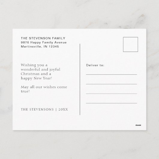 メリークリスマスモダン写真クリスマスリース シーズンポストカード (裏面)