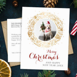 メリークリスマスモダン写真クリスマスリース シーズンポストカード