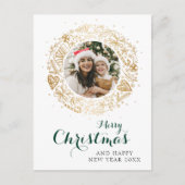 メリークリスマスモダン写真クリスマスリース シーズンポストカード (正面)