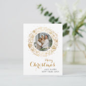 メリークリスマスモダン写真クリスマスリース シーズンポストカード (スタンド正面)