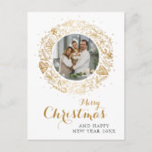 メリークリスマスモダン写真クリスマスリース シーズンポストカード (正面)