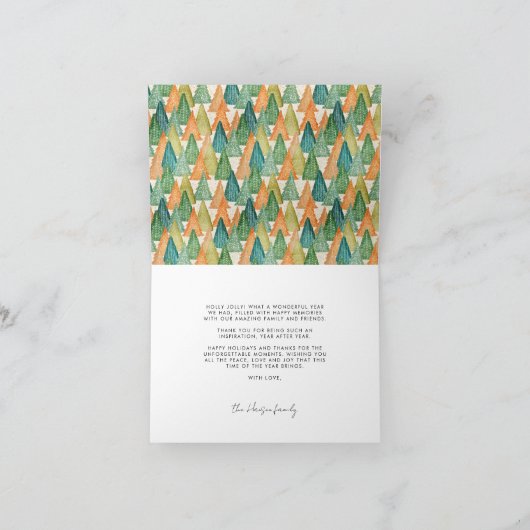 メリークリスマスモダン家族の写真 シーズンカード (内部)