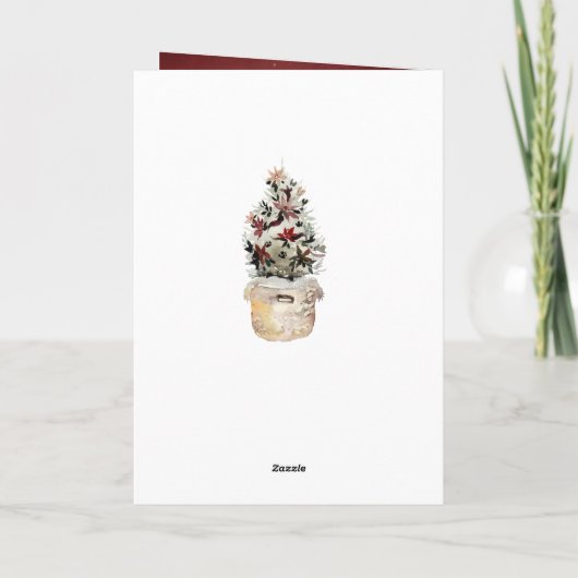 メリークリスマスモダン家族の冬のフローラ写真 シーズンカード (裏面)