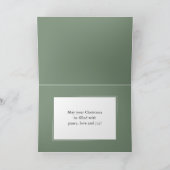 メリークリスマスモダン家族フォトグエレガントリーン シーズンカード (内部)